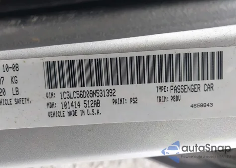 2009 Chrysler Sebring Touring z USA, uszkodzony, nr VIN 1C3LC56D09N531392